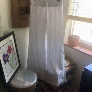 KRISA white wide leg linen pants